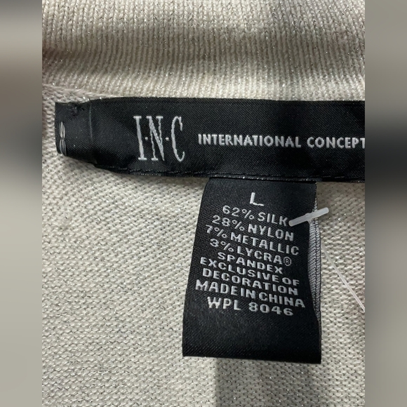 INC International Concepts Lg Sequin Silver Sleeveless silk top NEW - Picture 3 of 6